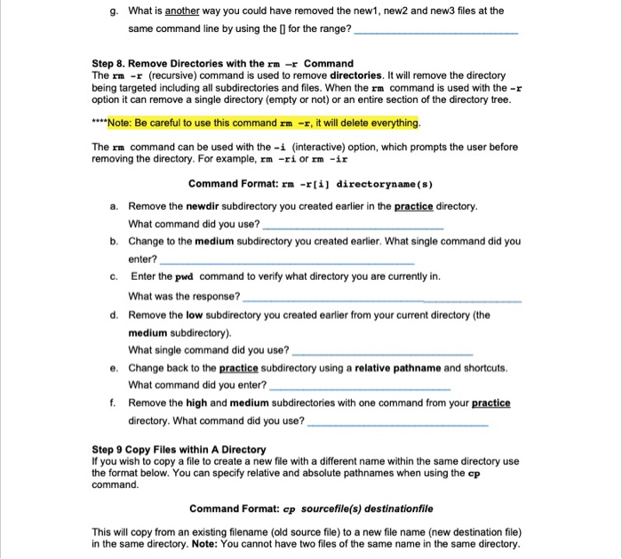 files and directories. Knowledge of how to manage files and directories using