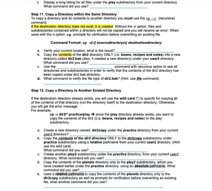 directory management tasks using the command line interface and the cp (copy)