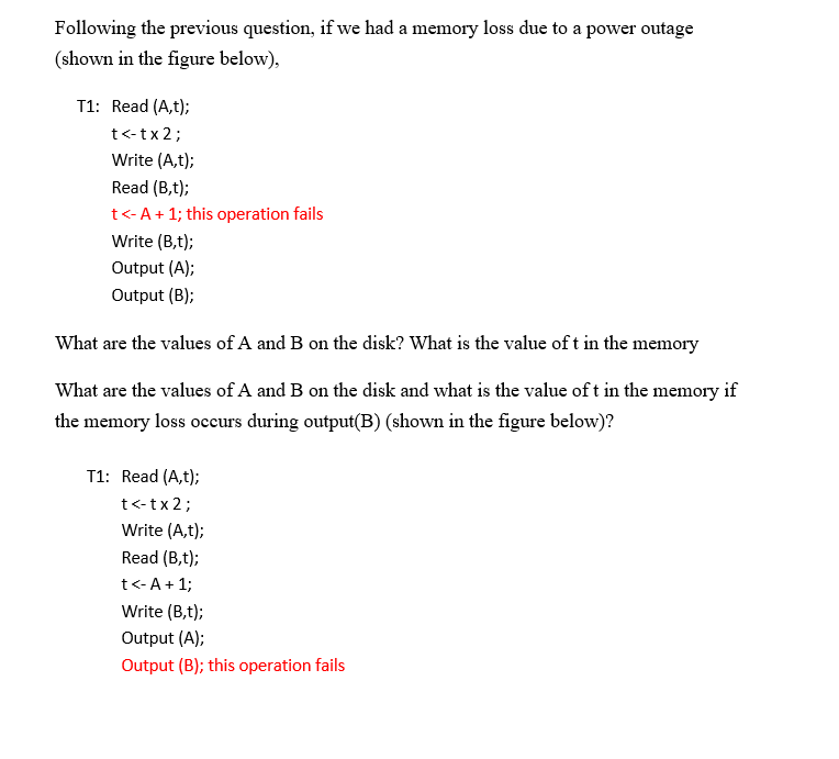 two-part question in image 2. We are executing the following transaction. T1: