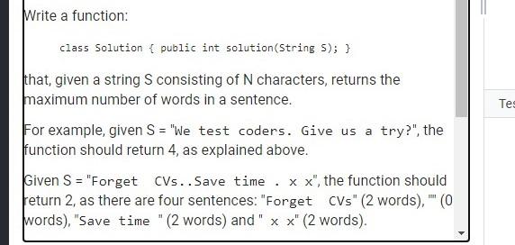 the largest number of words in some given text. The text is
