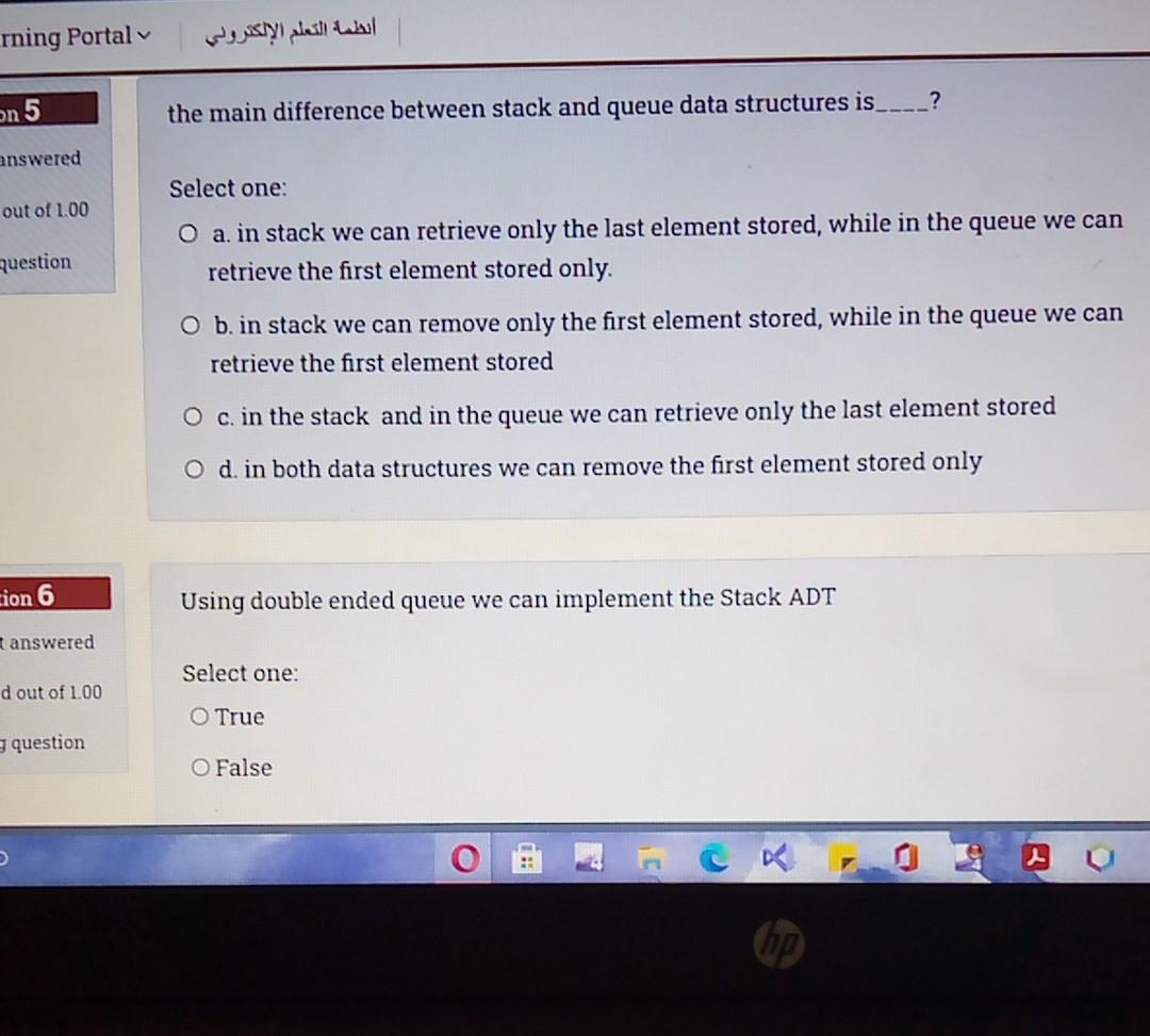 rning Portal on 5 the main difference between stack and queue