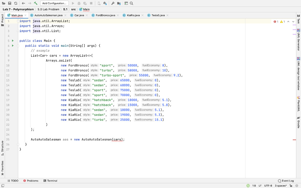 AutoAutoSalesman must have the following: A collection that holds all of the