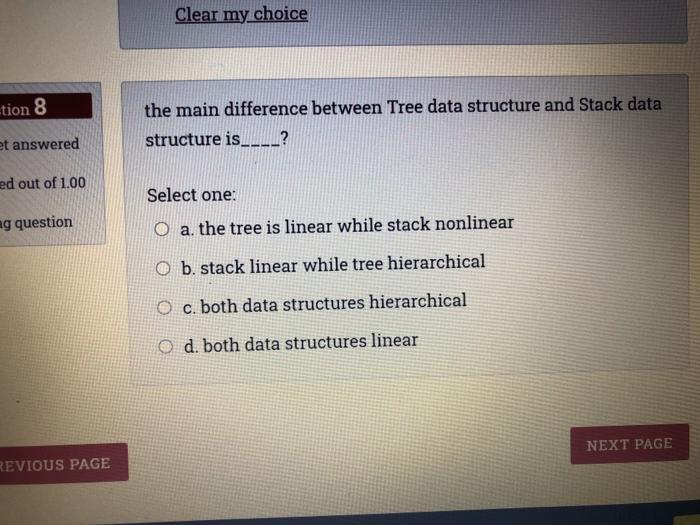  Clear my choice tion 8 the main difference between Tree data