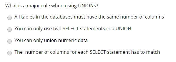 Please answer this very small and quick 10 part general database multiple