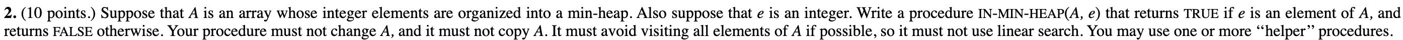  2. (10 points.) Suppose that A is an array whose integer