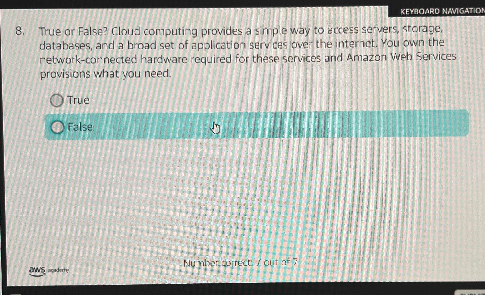  True or False? Cloud computing provides a simple way to access