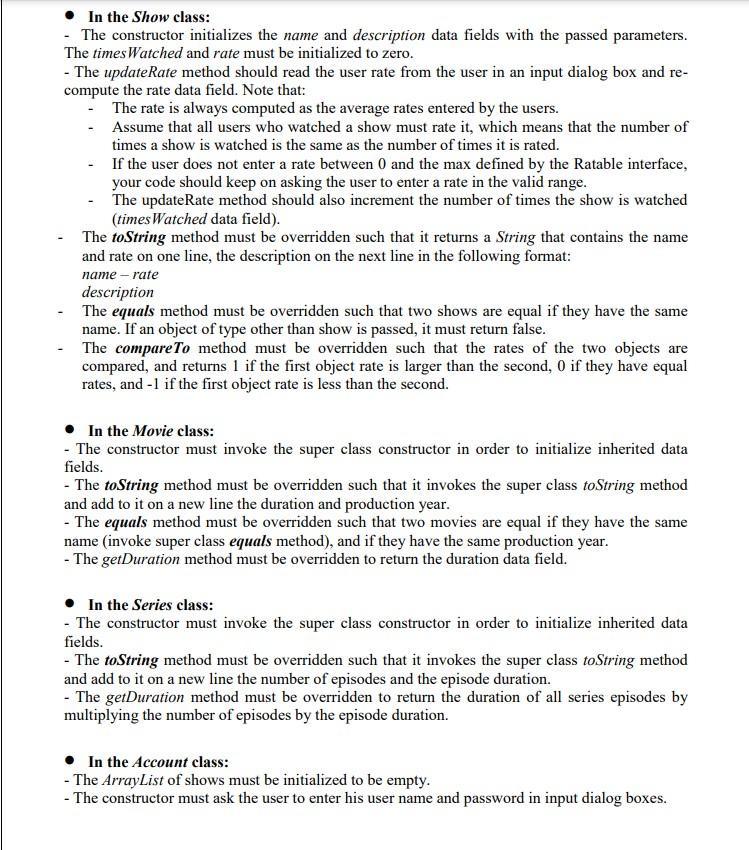 UML diagram below, which models a platform for watching different types of