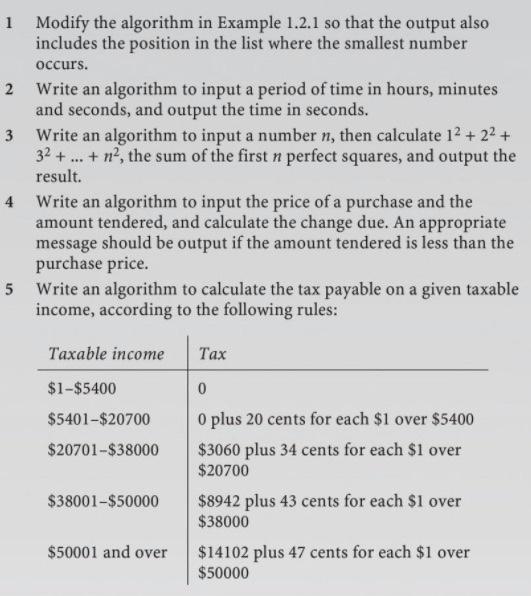  1 Modify the algorithm in Example 1.2.1 so that the output