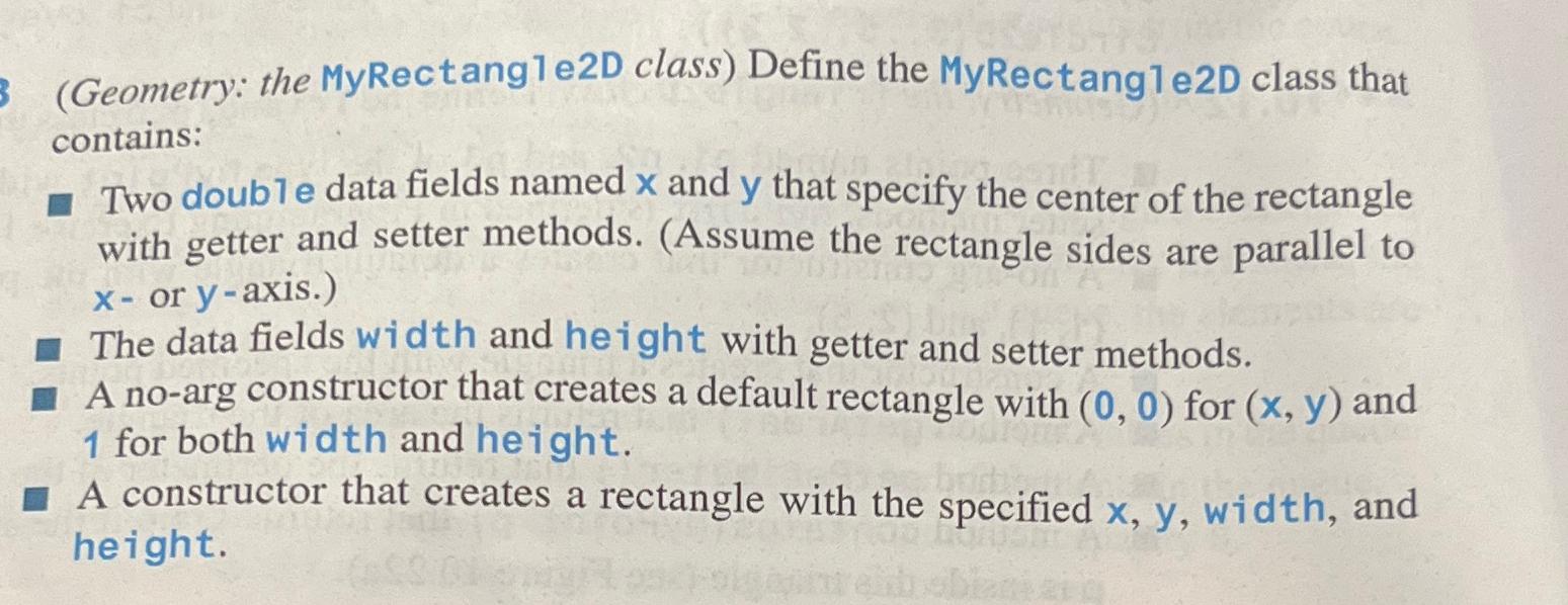  (Geometry: the MyRectang1 e2D class) Define the MyRectang1 e2D class that