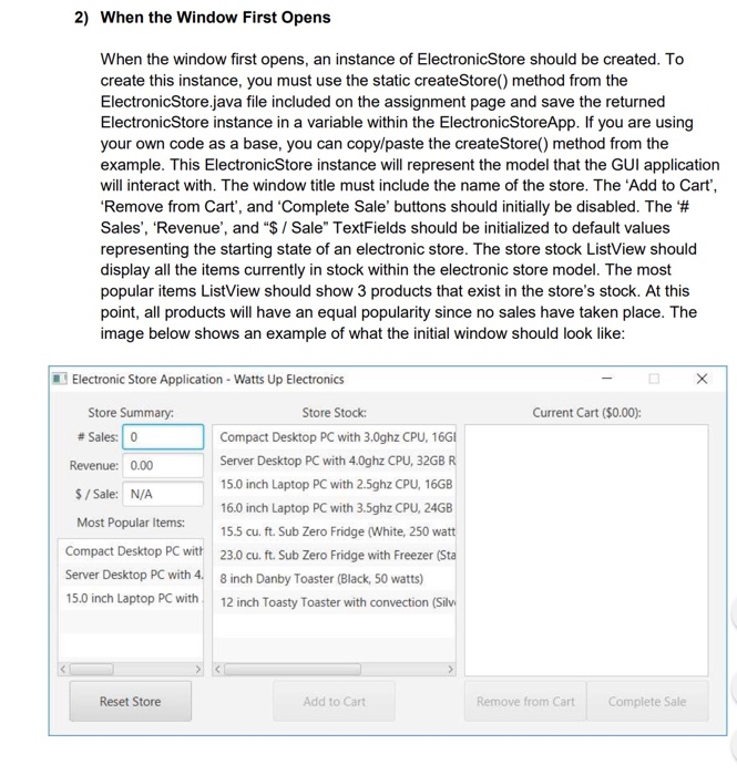 the electronic store using the model classes included down below. complete correctly