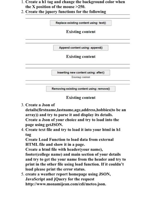 this question is about web design 1. Create a hi tag and