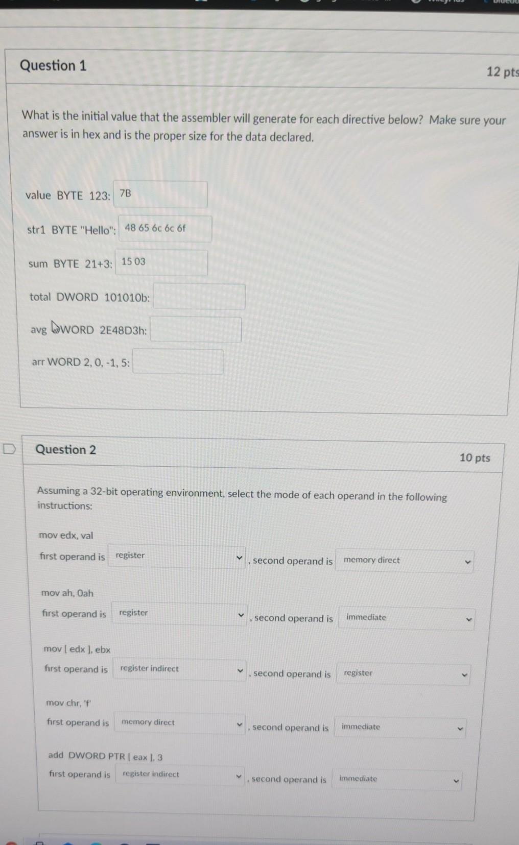 cu Question 1 12 pts What is the initial value that
