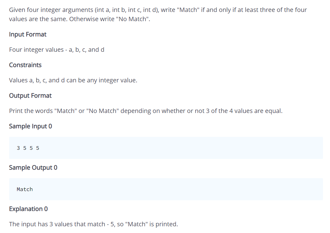I would like help understanding this. Given four integer arguments (int a,