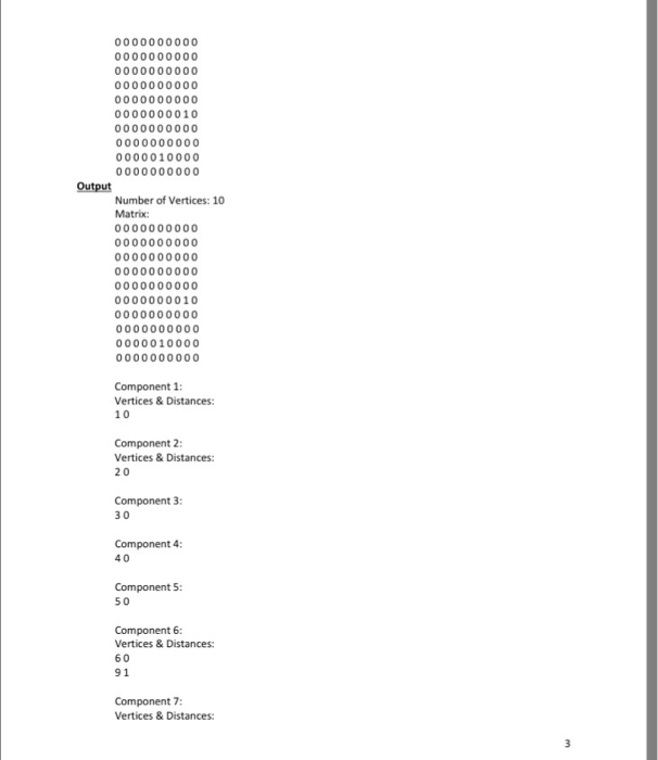 the shortest distances within each component. Details Input to your program consists