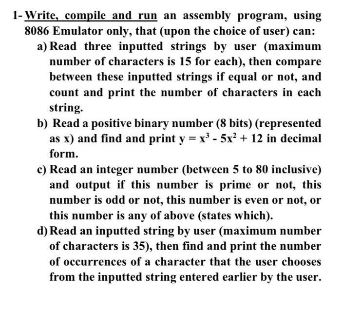 i want the full code in assembly language for the question