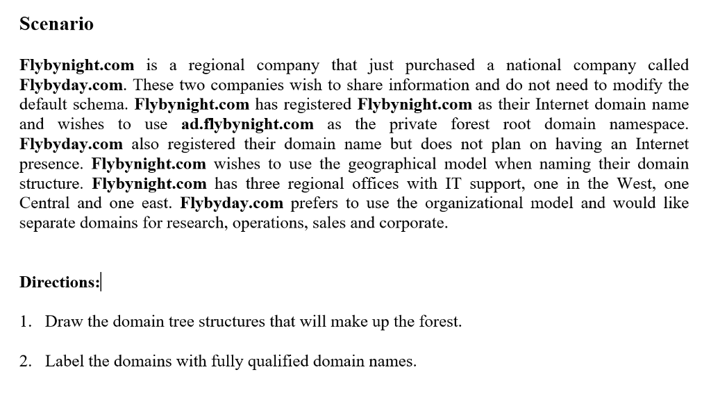Microsoft Windows Server 2016 Windows 2016 Namespace Design Assignment Scenario Flybynight.com is