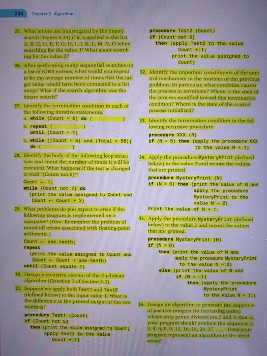 .please answer these question except no30 234 Chapter 5 Algorithms 25. What