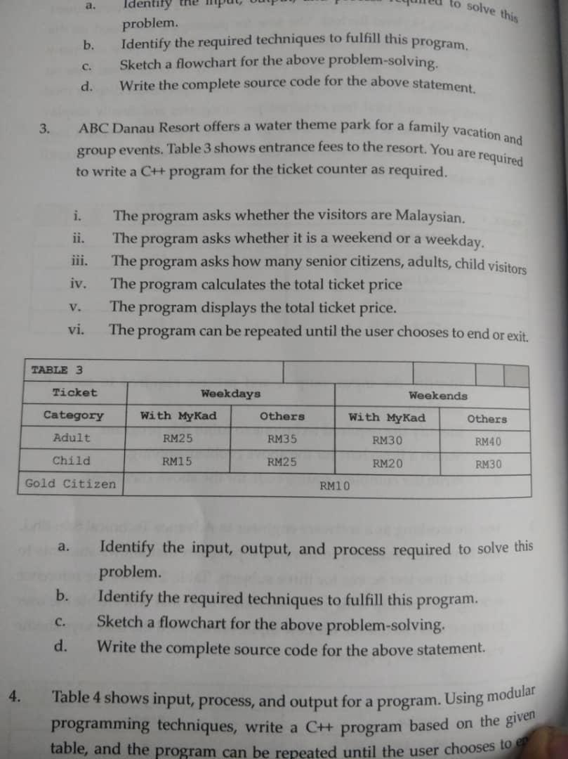 Help me answer number 3 Question C++ a. to solve this C.