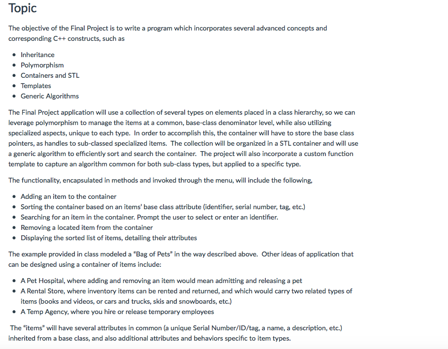 Code should be in c++, thank you! Topic The objective of