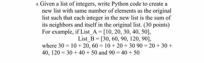  Given a list of integers, write Python code to create a