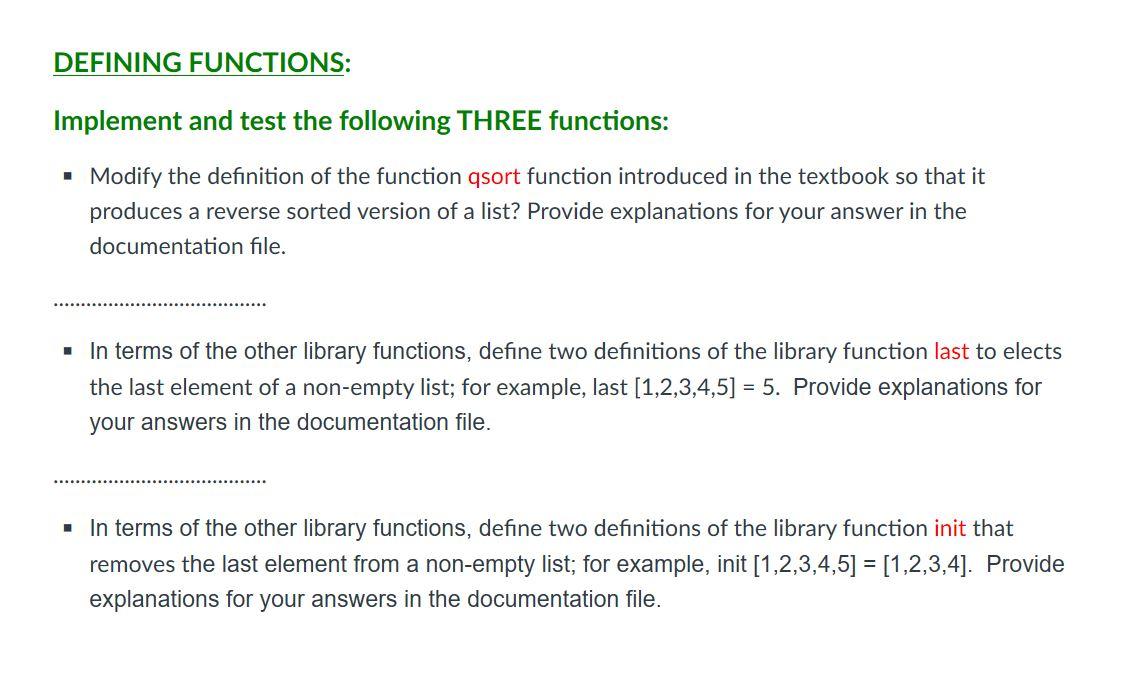 Haskell Programming DEFINING FUNCTIONS: Implement and test the following THREE functions: Modify