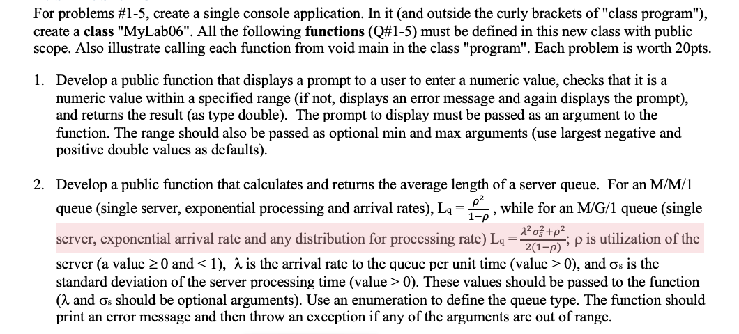  need 1&2 For problems #1-5, create a single console application. In