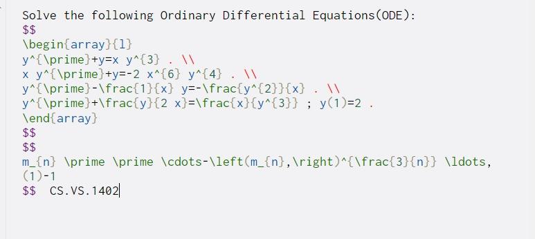 Solve the following Ordinary Differential Equations (ODE): $$ \begin{array}{1} y^{\prime} +y=x