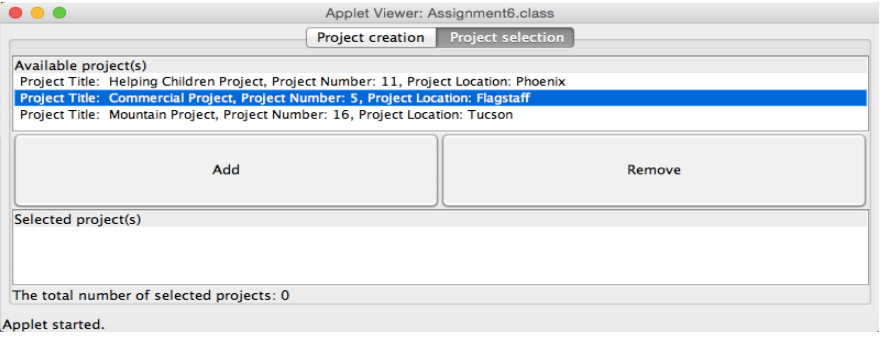 import javax.swing.*; import java.util.*; public class Assignment6 extends JApplet { private int