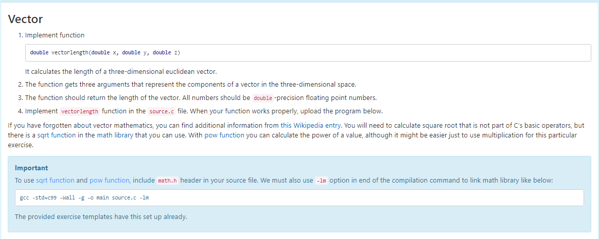  C Programming. Task: Main: Source.c: Source.h: Vector 1. Implement function double