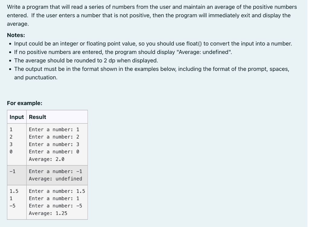  Write a program that will read a series of numbers from