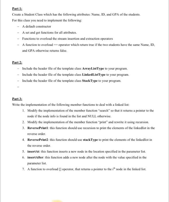 wa DGA For this class you need to implement the following -