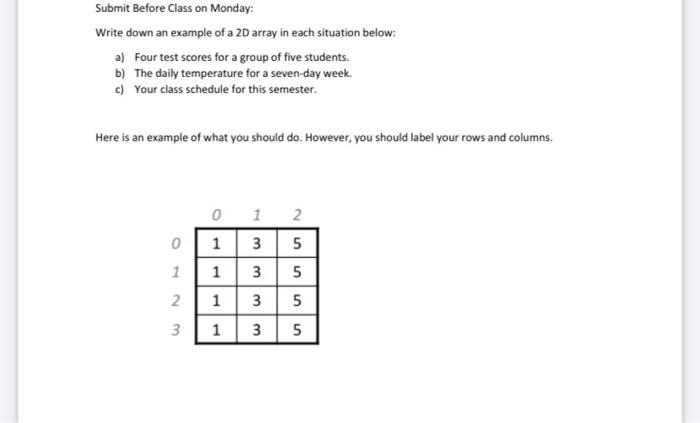  complete a,b, and c & the second question Submit Before Class