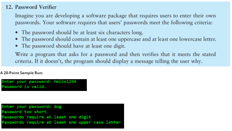 C++ program please C++ program please 12. Password Verifier Imagine you are
