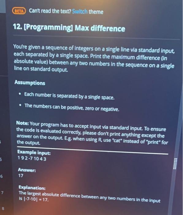 in python BETA Can't read the text? Switch theme 12. [Programming] Max