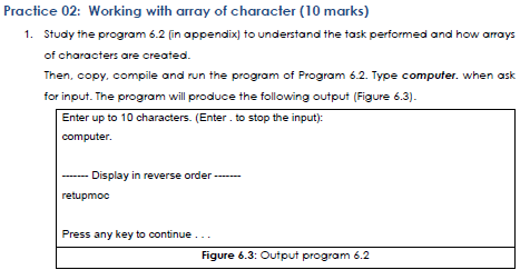 Complete the practice using c++. Program 6.2 at lower part in this
