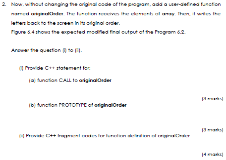 document. Program 6.2 #include using namespace std; void readChar(); //prototype for readChar