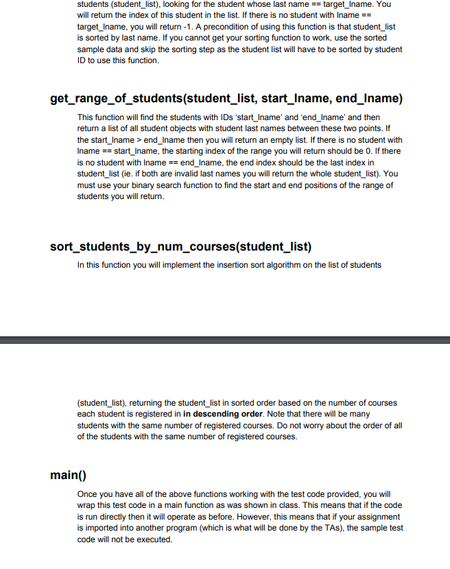 searching algorithms we looked at in class. Instead of sorting and searching