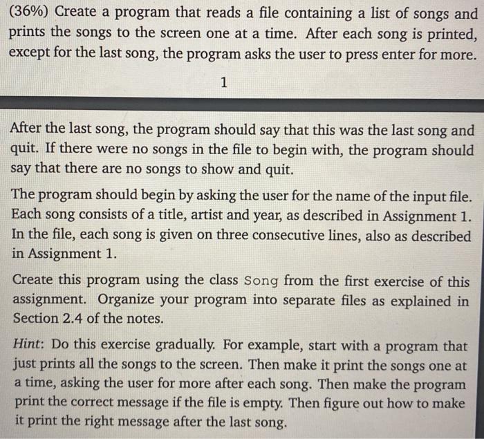 c++ (36%) Create a program that reads a file containing a list