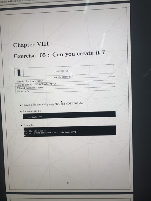  Using Linux dn.intra 42.fr/pd Chapter VIII Exercise 05 Can you create