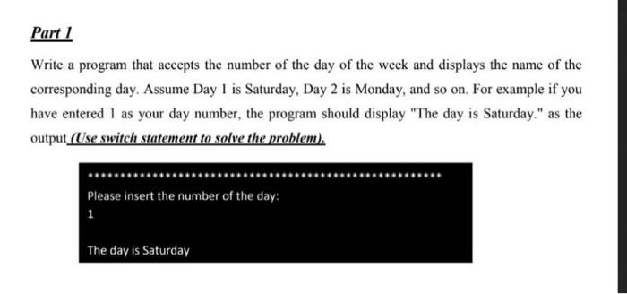in C++ language Part 1 Write a program that accepts the number