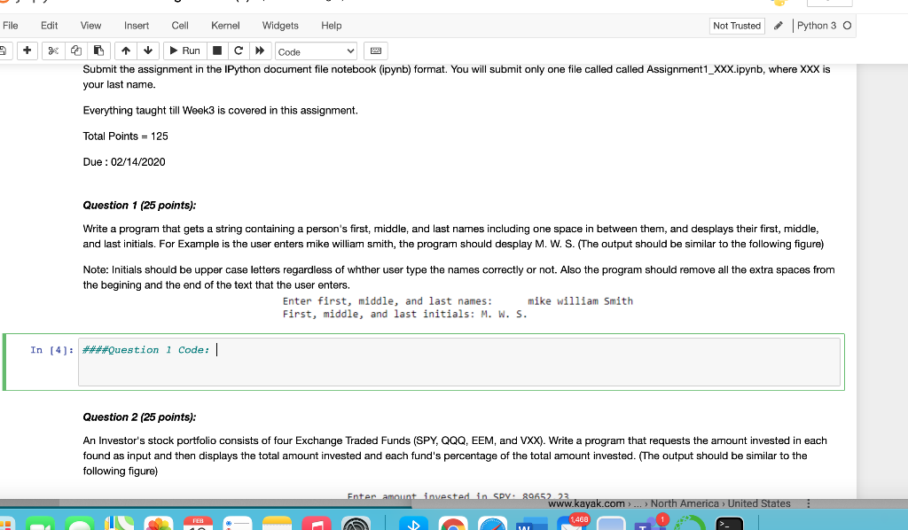  File Edit + View Insert Cell Kernel Widgets Help Not Trusted