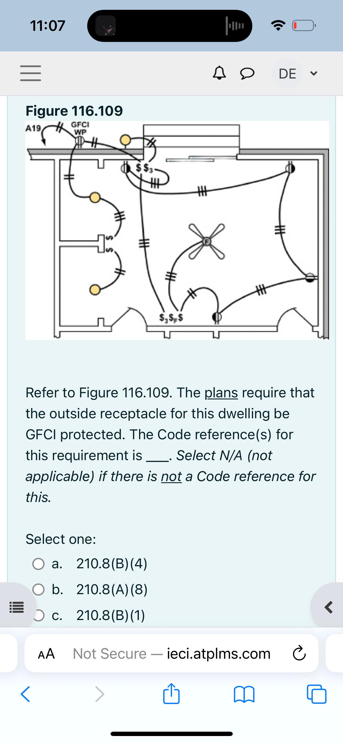  11:07 |1|11 Figure 116.109 Refer to Figure 116.109. The plans require