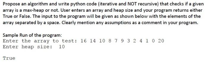  Propose an algorithm and write python code (iterative and NOT recursive)