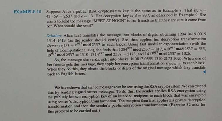 cryptosystem key is n 3233 and e 17. Also suppose that they