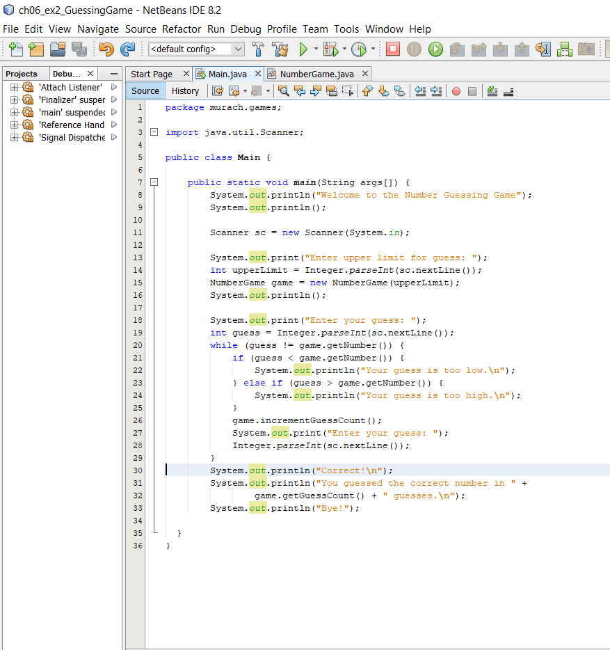 I am working on Debugging code for the number guessing game. I