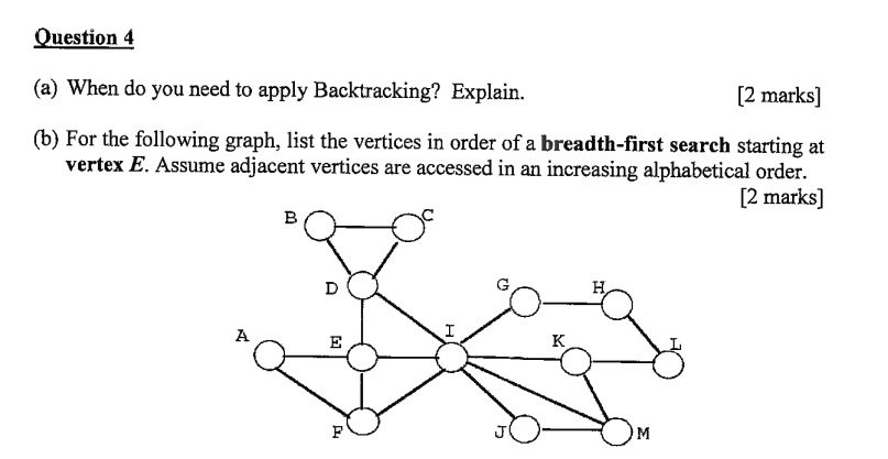  (a) When do you need to apply Backtracking? Explain. [2 marks]