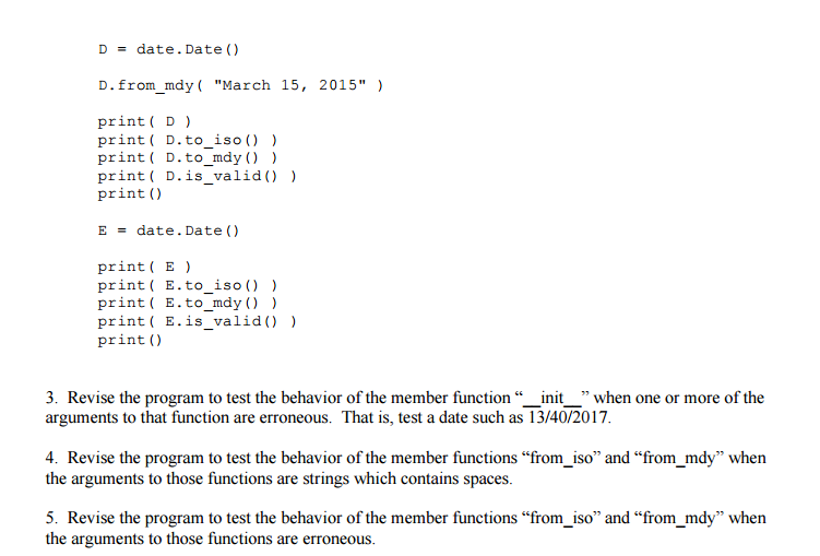 exercise, then run the Python shell and enter the following commands: import