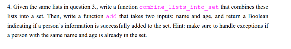 Note: Do the following Code in Python: The list of Question No