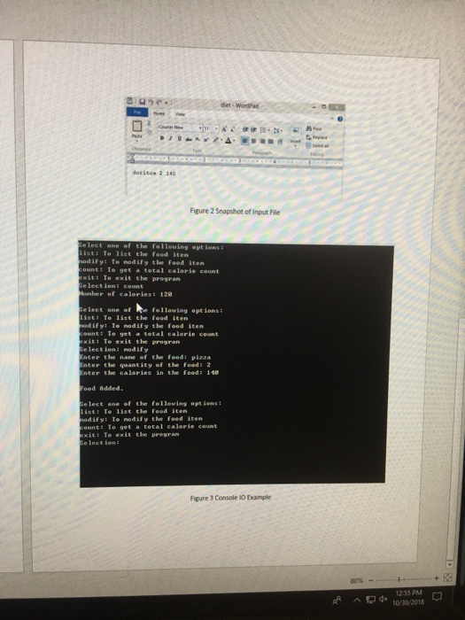 only one food item in the diet) and displays the information to