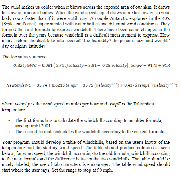  In Python thank you The wind makes us colder when it